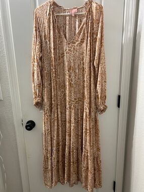 Show Me Your MuMu Animal-Print Tiered Maxi Dress Boho Beachy Flowy